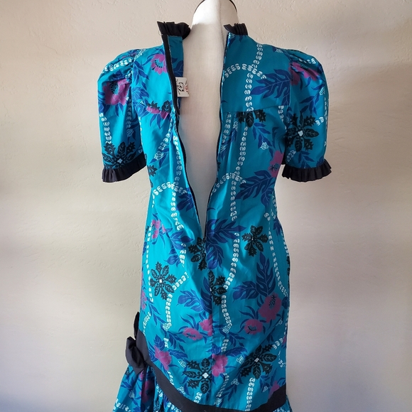 Ladies Vintage Blue Hawaiian muumuu Maxi dress medium - Picture 5 of 10